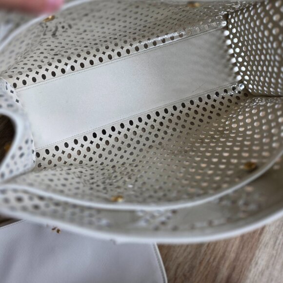 Prada  Perforated White Tote Top Handle Handbag - Picture 7 of 12